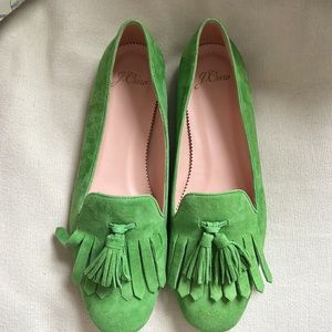 J Crew green tassel loafers